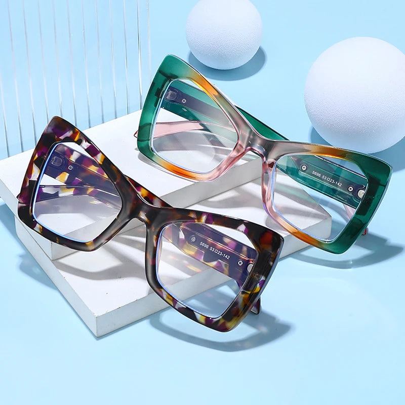 JNPCXI New Fashion Square Oversized Double Color Women Sunglasses Retro Gradient Lens Shades UV400 Men Trending Sun Glasses