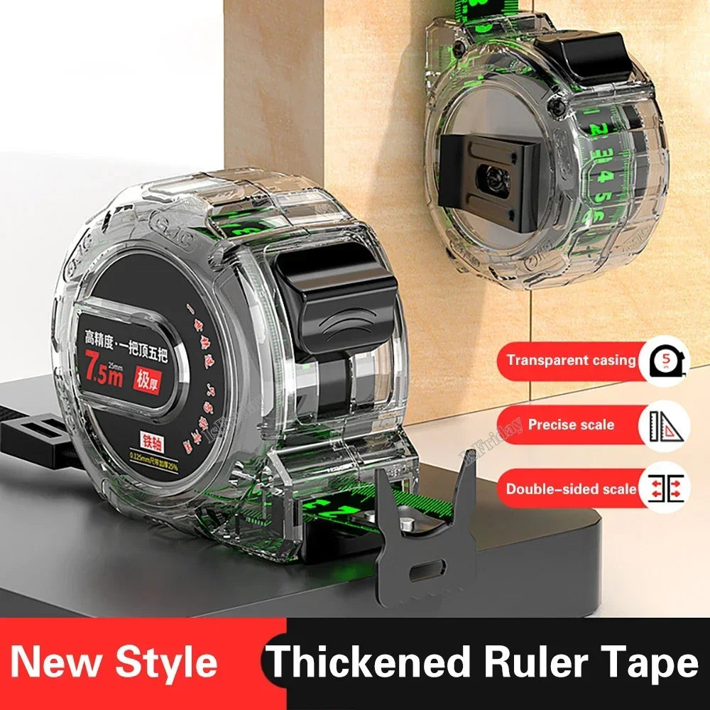 3/5m Fluorescence Tape Measure Thickened Transparent Woodwork Ruler High Carbon Steel Meter Gauge Distance Measuring Tape