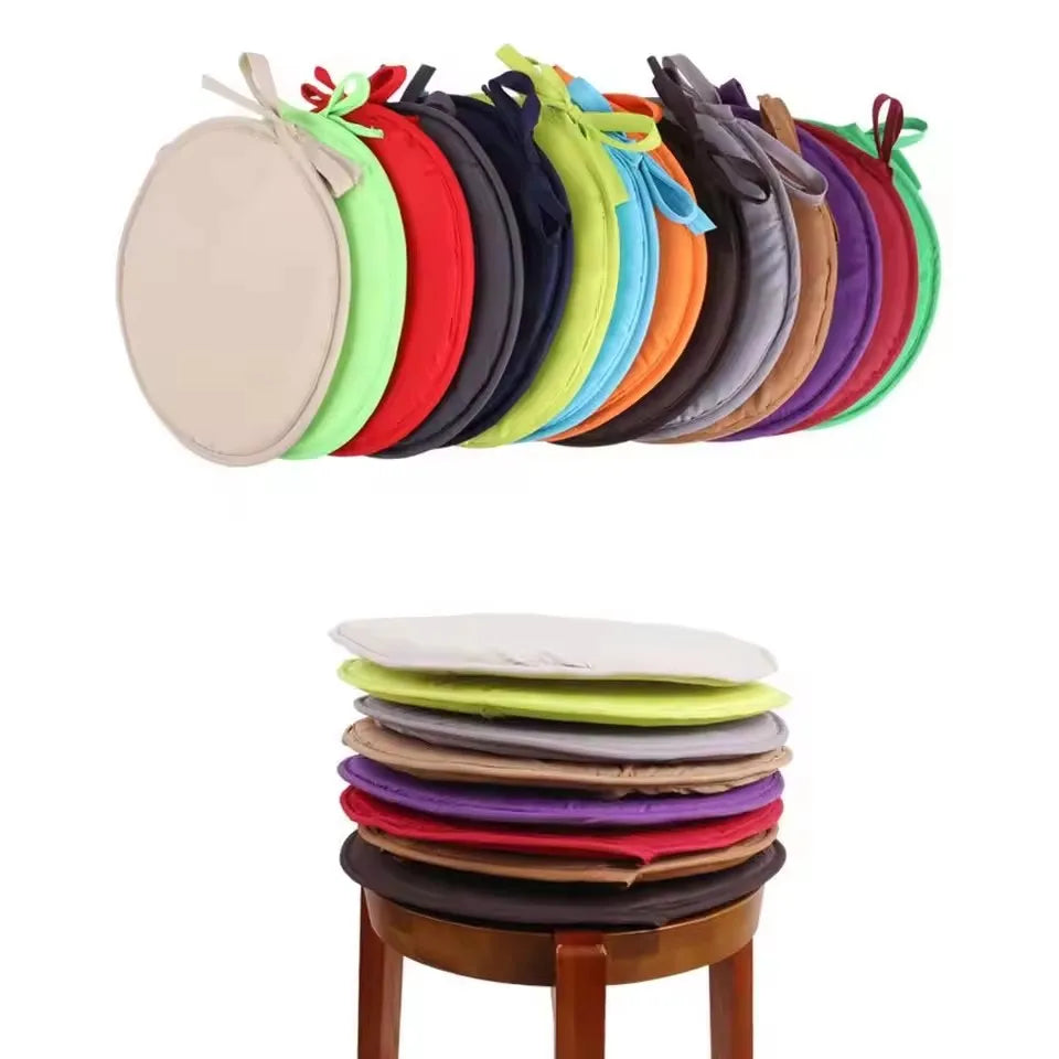 1pc Circular Strap Thickened Sponge Chair Cushion Simple Fabric Dining Chair Cushion With Straps Outdoor Picnic Seat Cushion