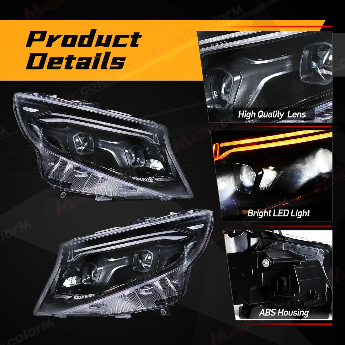 Head Lamp For Mercedes Benz Vito W447 2016 2017 2018 2019 2020 2021 2022 2023 2024 LED Headlights Driving Turn Signal Lamps DRL