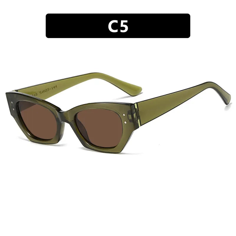 JNPCXI New Cat Eye Women Sunglasses Rice Nail Fashion Jelly White Color Shades UV400 Men Trending Gradient Sun Glasses