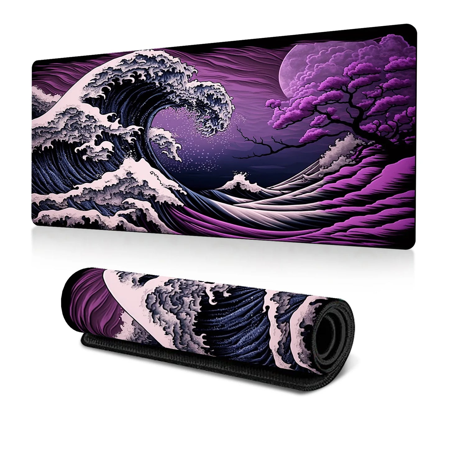 Mouse Pad Gaming - Desk Mat for Keyboard - Kanagawa Large Mousepad for Desk, Japanese Sea Wave Desks Pad with Non-Slip Base