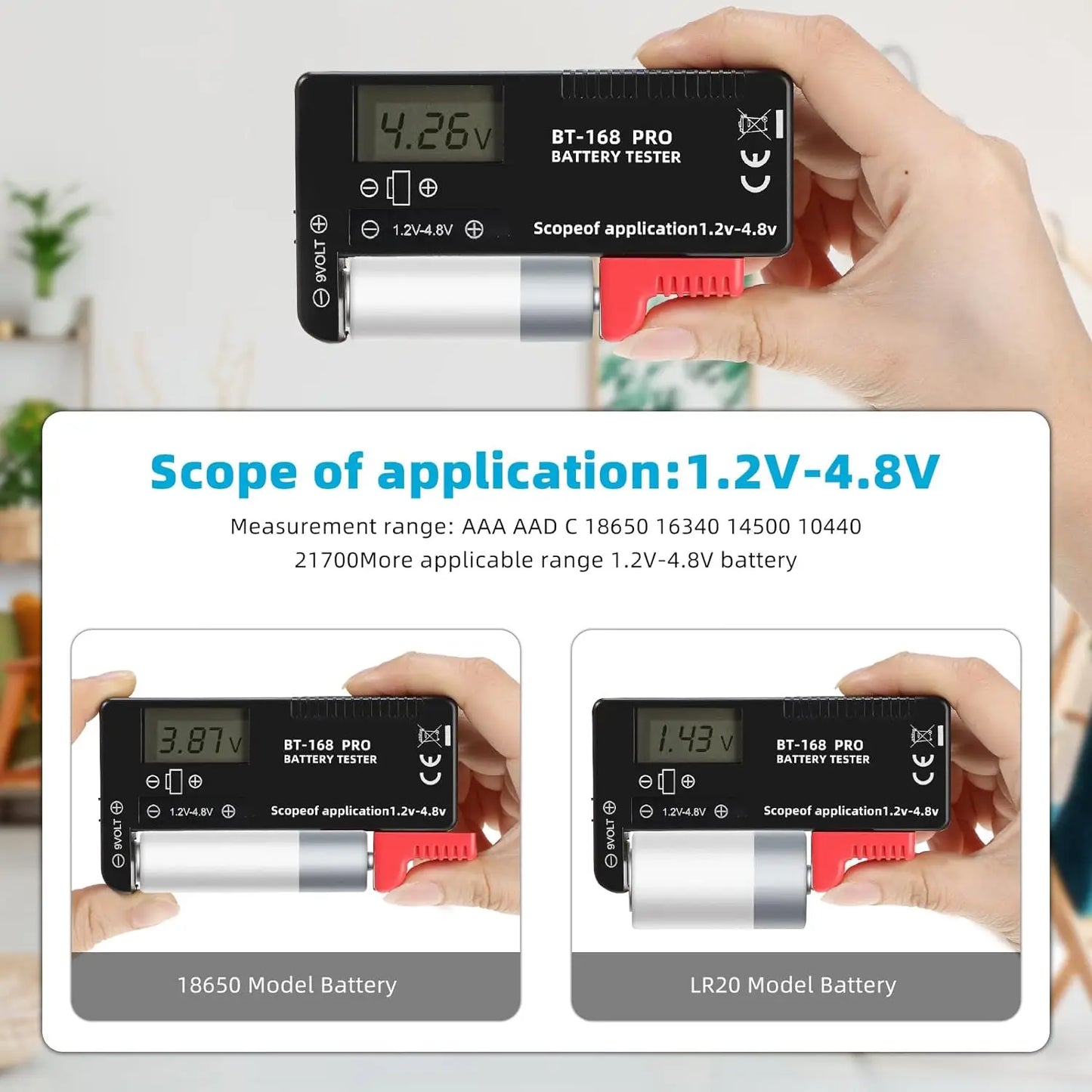 BT-168 PRO Digital Lithium Battery Capacity Tester Checkered load analyzer Display Check AAA AA Button Cell Universal test