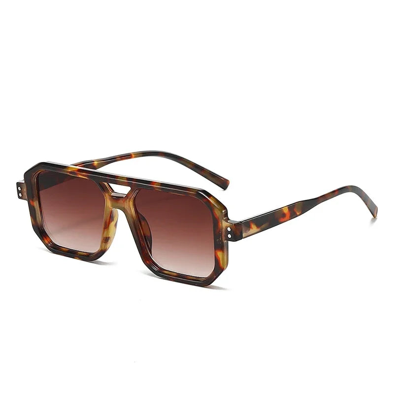 JNPCXI New Retro Double Bridges Square Men Punk Sunglasses Fashion Clear Gradient Shades UV400 Women Brand Designer Sun Glasses