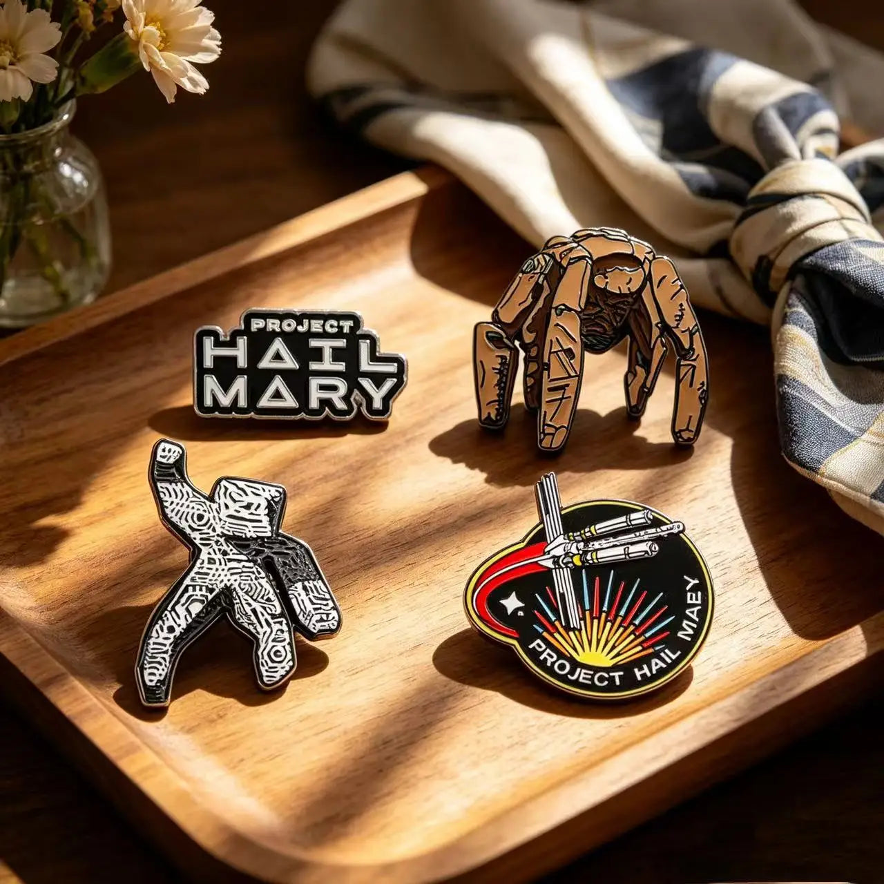 4psc Sci-Fi Enamel Brooch Set 'Rescue Plan' Inspired Collectible Badge For Backpack Small Gift