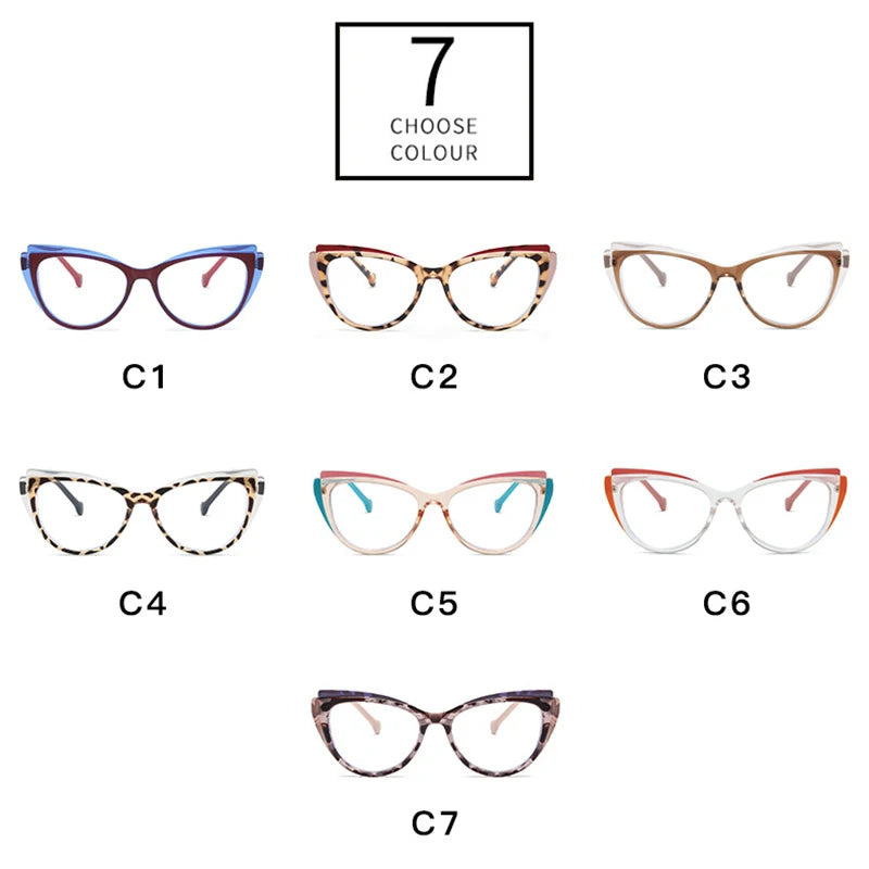 JNPCXI Retro TR90 Double Color Cat Eye Women Glasses Frame Fashion Pink Clear Anti-Blue Light Optical Men Eyewear Frame