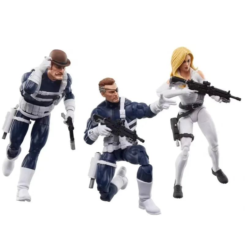 Original Hasbro Marvel Legends Series S.H.I.E.L.D. (Nick Fury, Sharon Carter, and Dum Dum Dugan) Action Toy Figure Collection