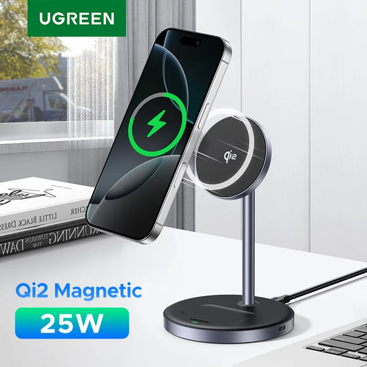 Qi2 25W Magnetic Wireless Charger Stand Holder iPhone 16 15 Pro Max/AirPods
