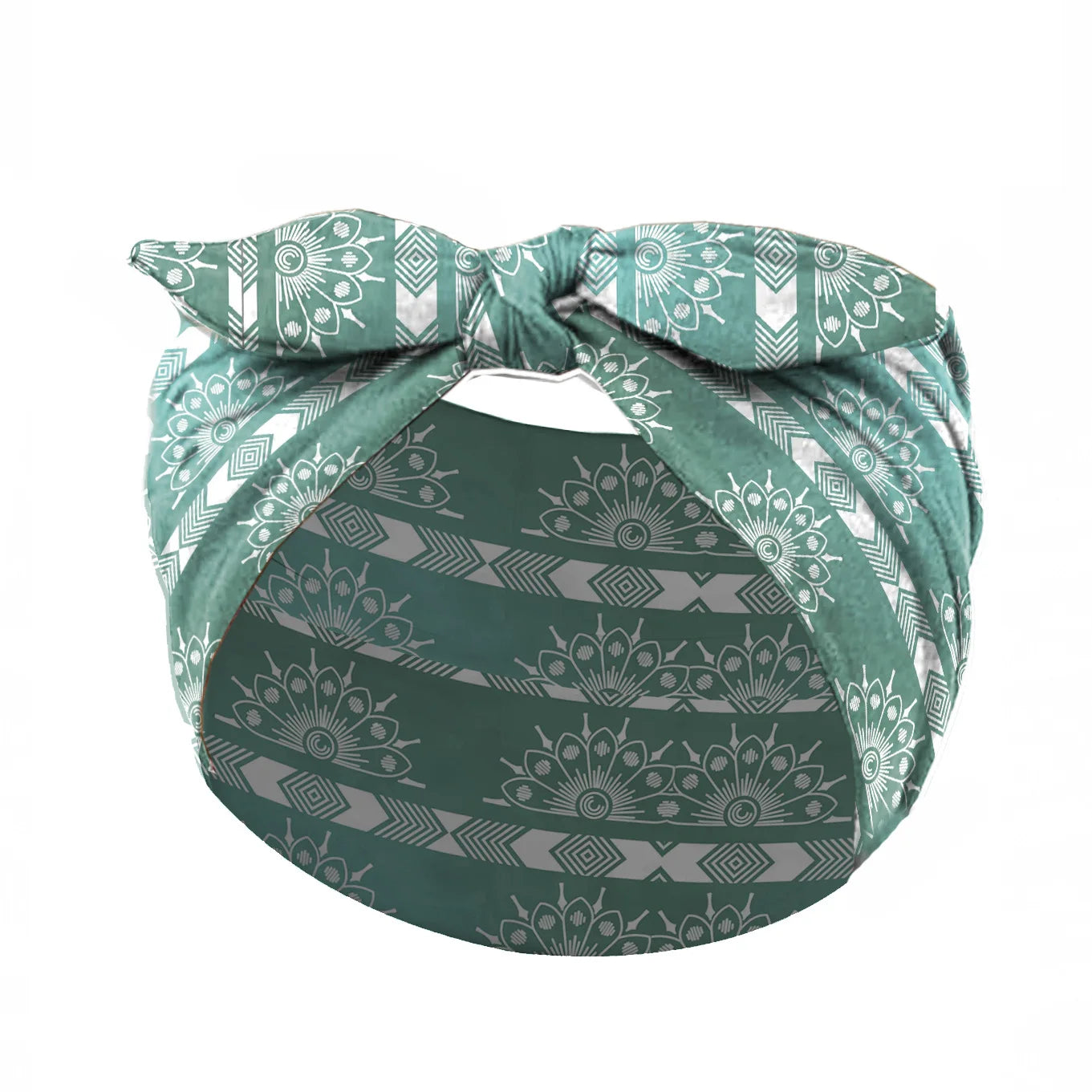 Widening Bohemian style printed front knot rabbit ear elastic headband