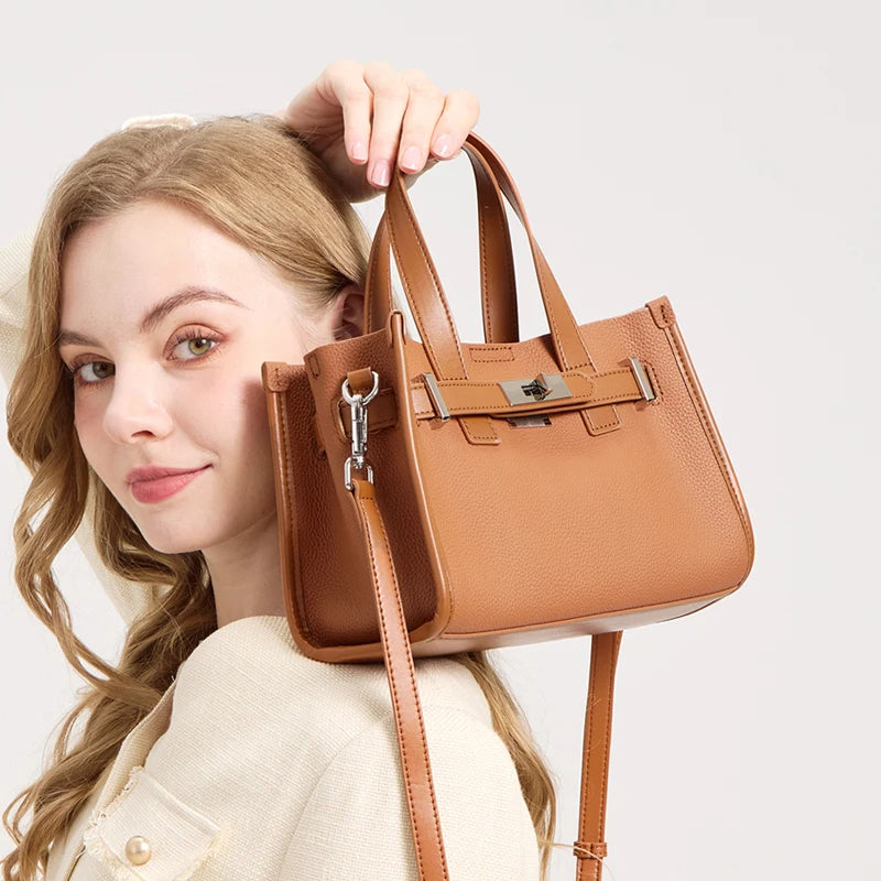 2026 Spring New women's Retro Genuine Cowhide Leather Tote Bag Female Luxury Designer Shoulder Underarm Bags Niche Crossbody Bag