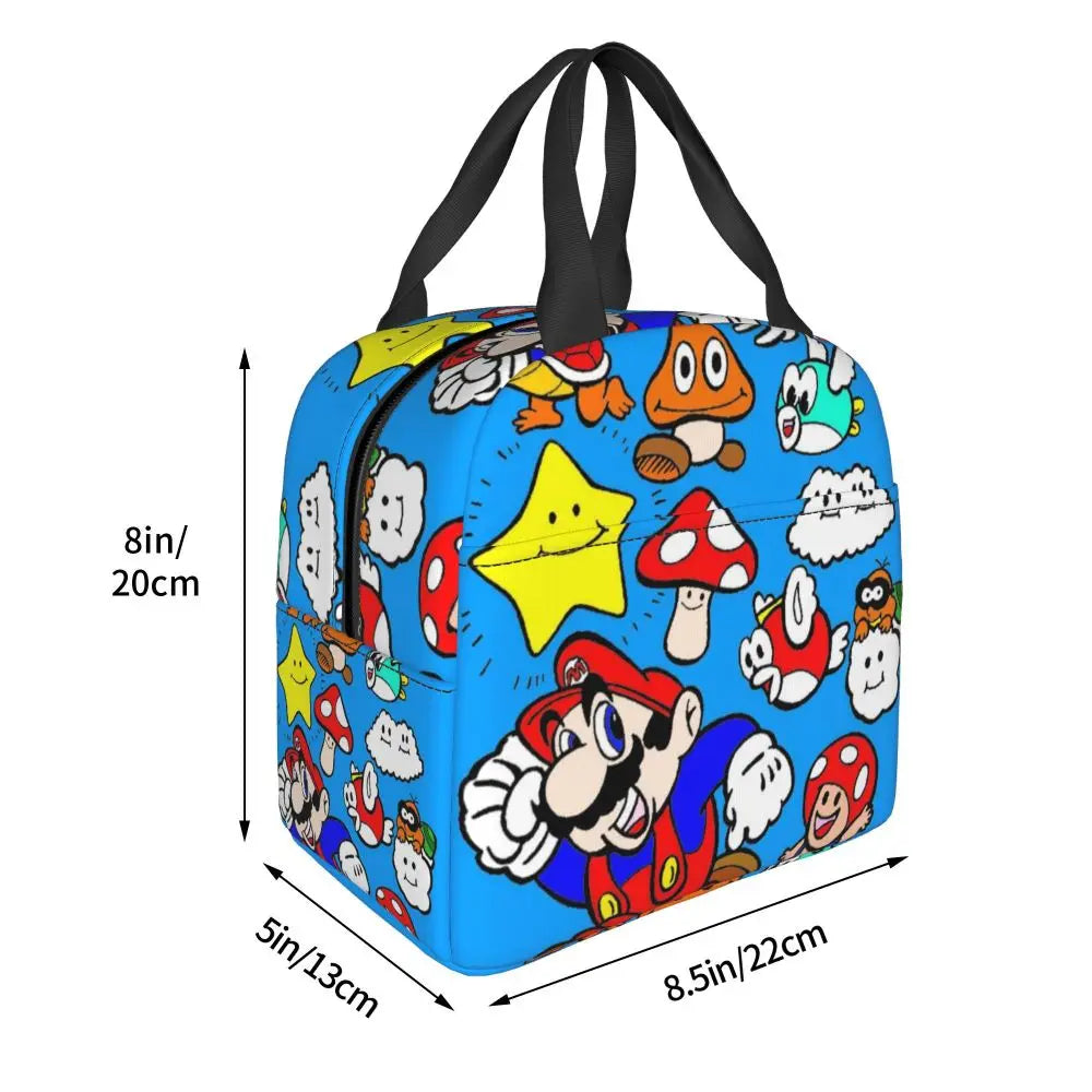 Custom Mario SuperBros Insulated Lunch Bag Reusable Thermal Cooler Lunch Box M17
