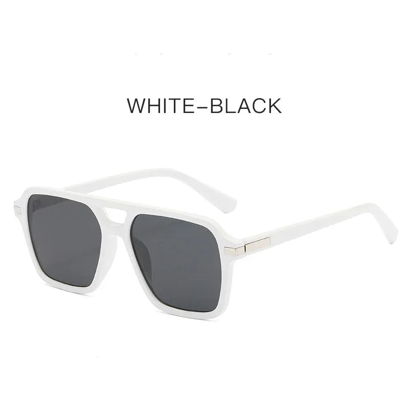 JNPCXI Vintage Double Bridges Square Sunglasses Men Gradient Lens Eyewear Shades Women Trending Sun Glasses UV400