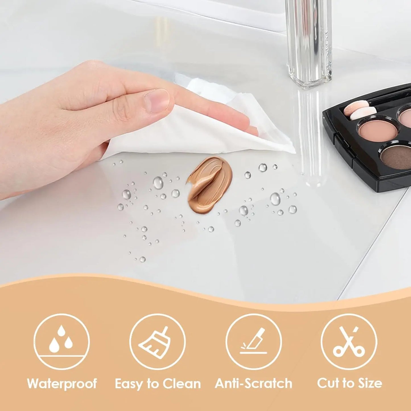 Makeup Mat for Vanity Desk Top, PVC Desk Mat - Easy to Clean, Waterproof and Oilproof Desk Pad