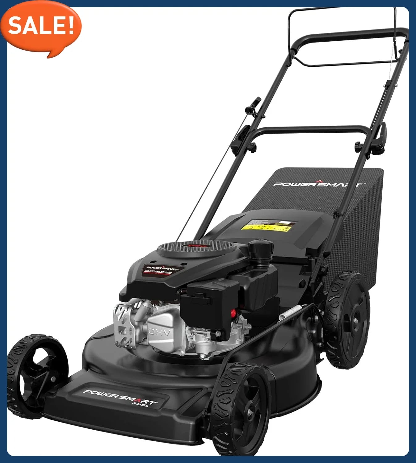 Self-Propelled Gas Lawn Mower, 22" 3-in-1 Rear, High Wheels, 6 Height Adjustment