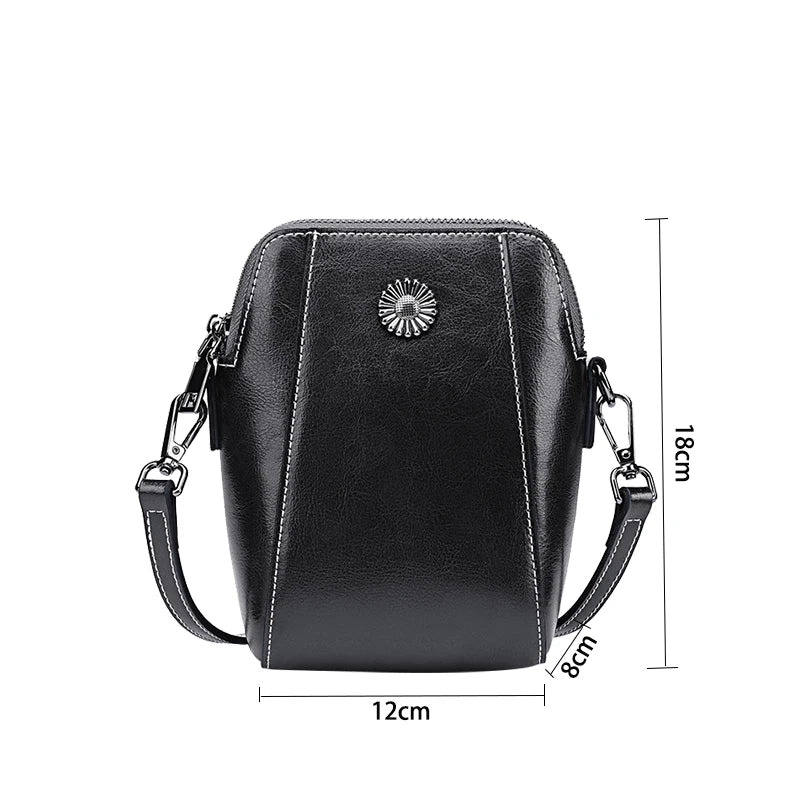 Women Mini Genuine Leather Crossbody bags Female Small Oil Wax Cowhide Leather Shoulder Messenger Bag Luxury Designer Handbag