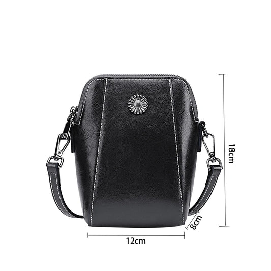 Women Mini Genuine Leather Crossbody bags Female Small Oil Wax Cowhide Leather Shoulder Messenger Bag Luxury Designer Handbag