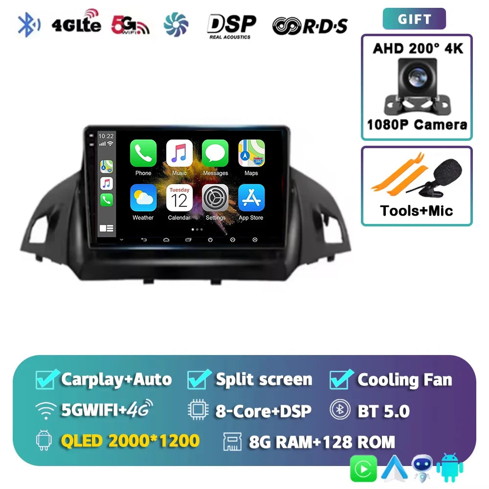 For Ford Kuga 2 Escape 3 2012 - 2019 Android 15 Car Radio Multimidia Video Player WIFI+4G 2din Navigation GPS Head Unit Stereo