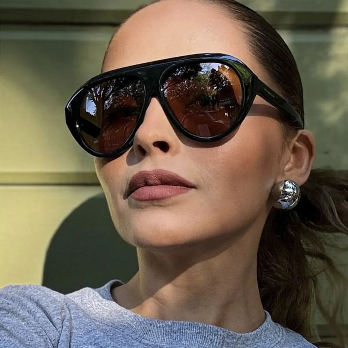 JNPCXI Retro Oversized Sunglasses Women Fashion Brand Designer Round Orange Shades UV400 Men Trending Sun Glasses