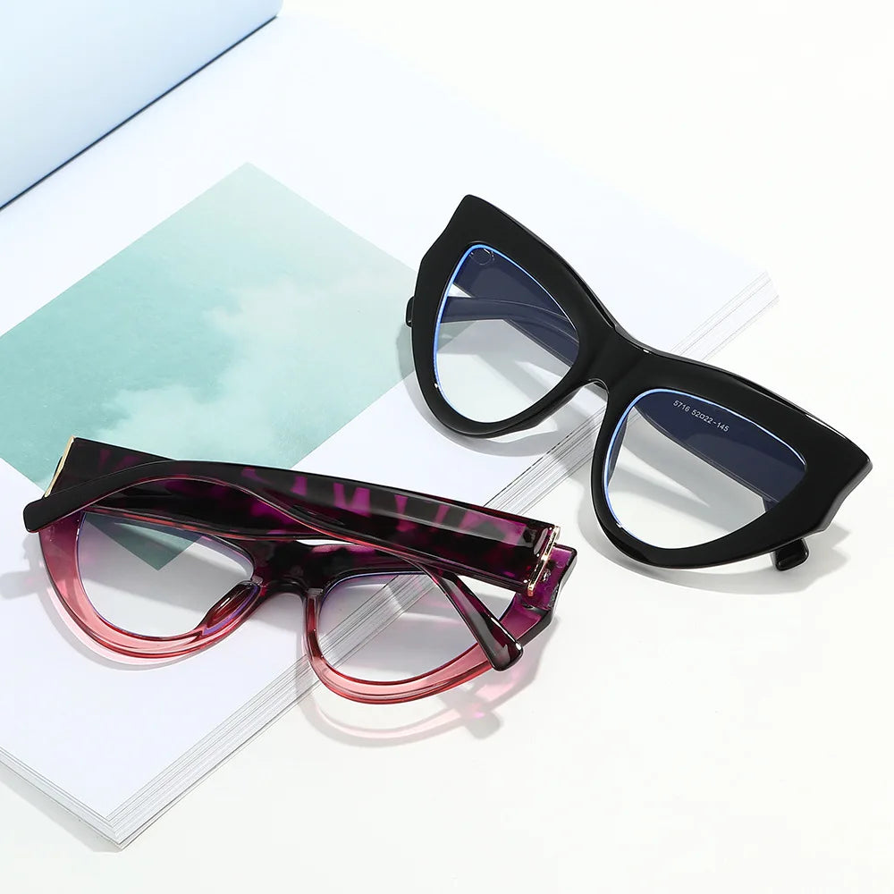 JNPCXI New Cat Eye Colorful Women Glasses Frame Fashion Purple Leopard Clear Anti Blue Light Eyewear Men Optical Frame