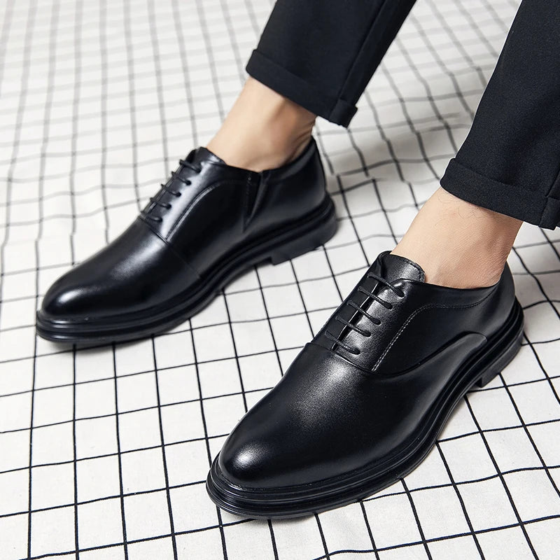 Classic Oxfords Leather Shoes Men Retro Men's Dress Shoes Casual Business Social Brogues Wedding Leather Shoes Male