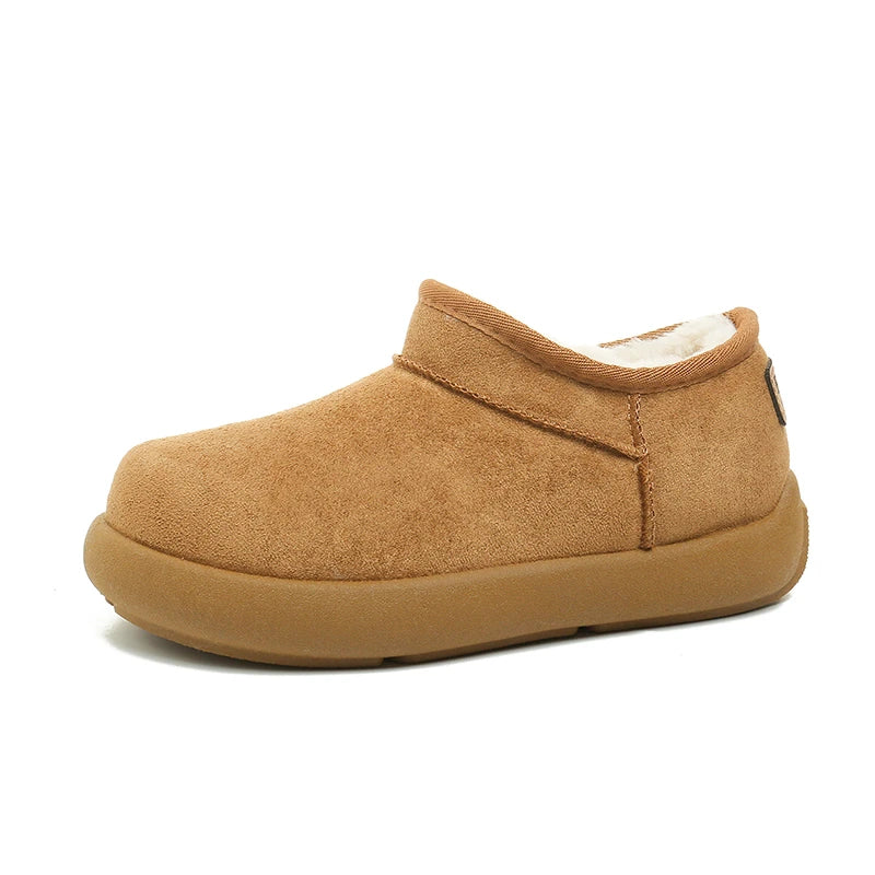 Thick Bottom Faux Suede Snow Boots Women 2025 Slip On Warm Short Plush Ankle Boots Woman Anti Slip Winter Cotton Padded Shoes