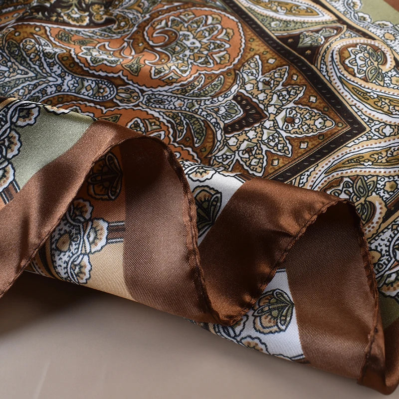 1PC Ladies Multicolor Paisley Print Woven Scarf Large Fashionable Headscarf Travel Party Silk Scarf
