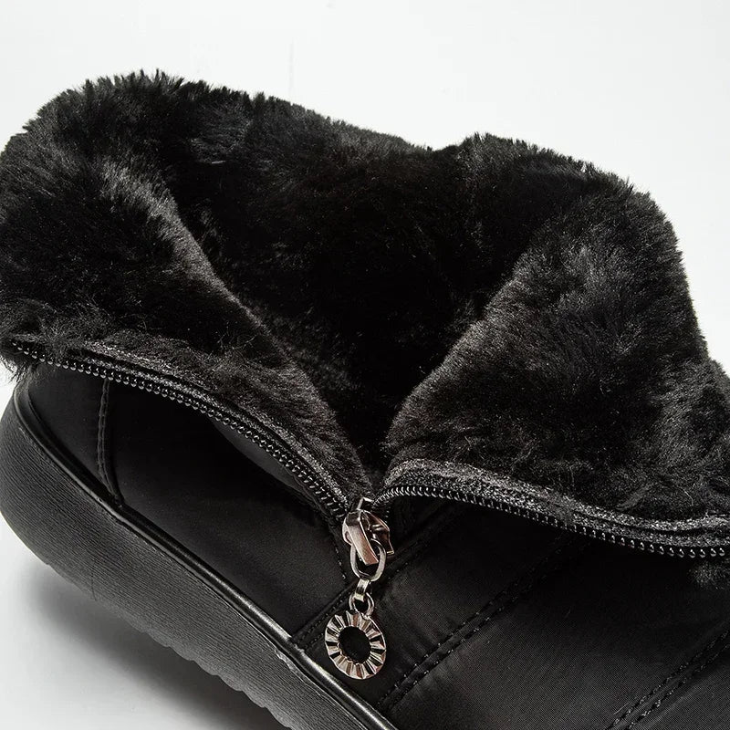 Warm Thick Plush Winter Ankle Boots for Women 2025 Zip Non Slip Waterproof Snow Boots Woman Soft Sole Cotton Shoes Plus Size 44