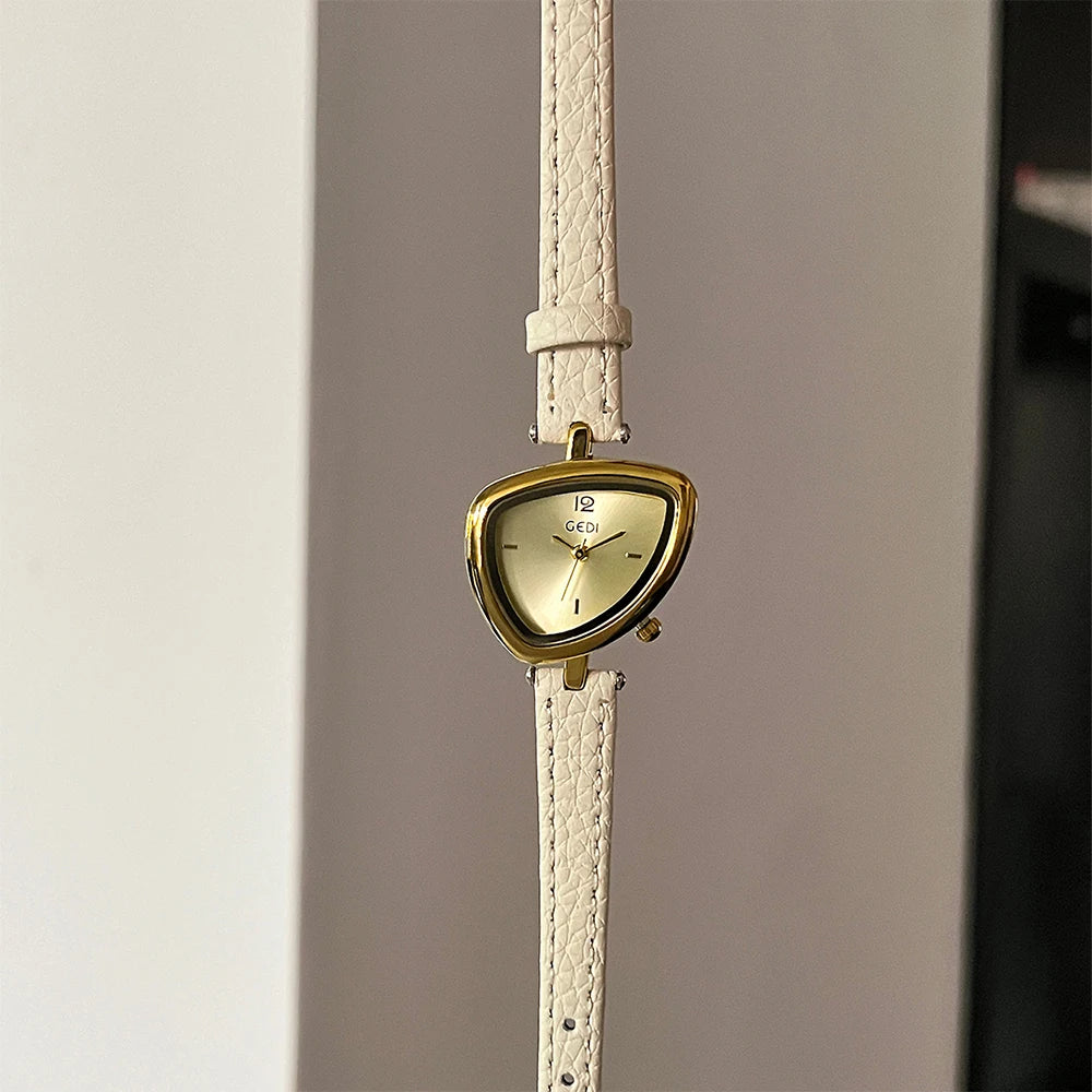GEDI Quartz Ladies Watches Luxury Niche Small Vintage Watch Woman Leather Strap Wristwatches Fashion Casual Simple Watches Gifts