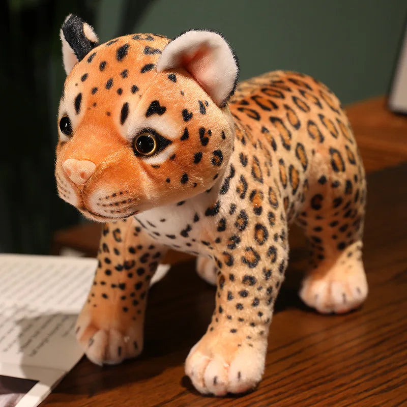 3 Postures Real Life Leopard Plush Toys Cute Simulation Cheetah Cub Models Stuffed Soft Animal Baby Doll Room Decor Cute Gift