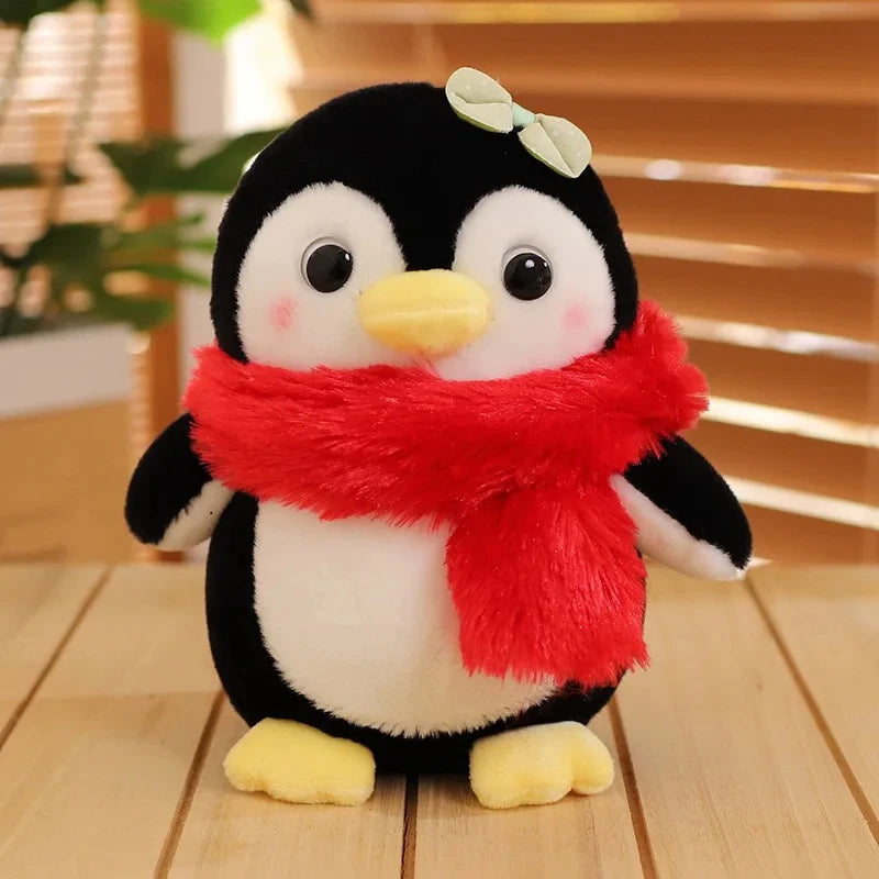 20-25cm Cute Penguin Wear A Bow Scarf Plushies Doll Cartoon Stuffed Animal Soft Sofa Cushion Baby Sleeping Pillow for Kids Gifts