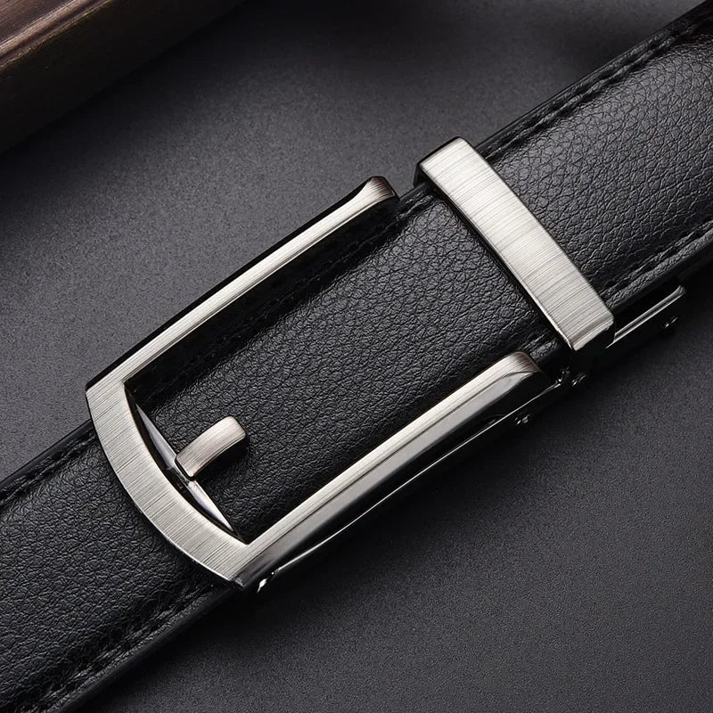 Men's Click Belt Business Luxury Designer Brand Black Leather Belts for Jeans