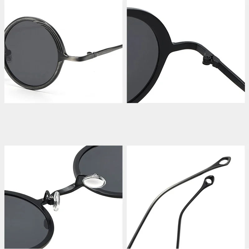 JNPCXI Retro Polarized Classic Metal Small Round Punk Men Sunglasses Fashion Clear Anti Blue Light Women Sun Glasses UV400