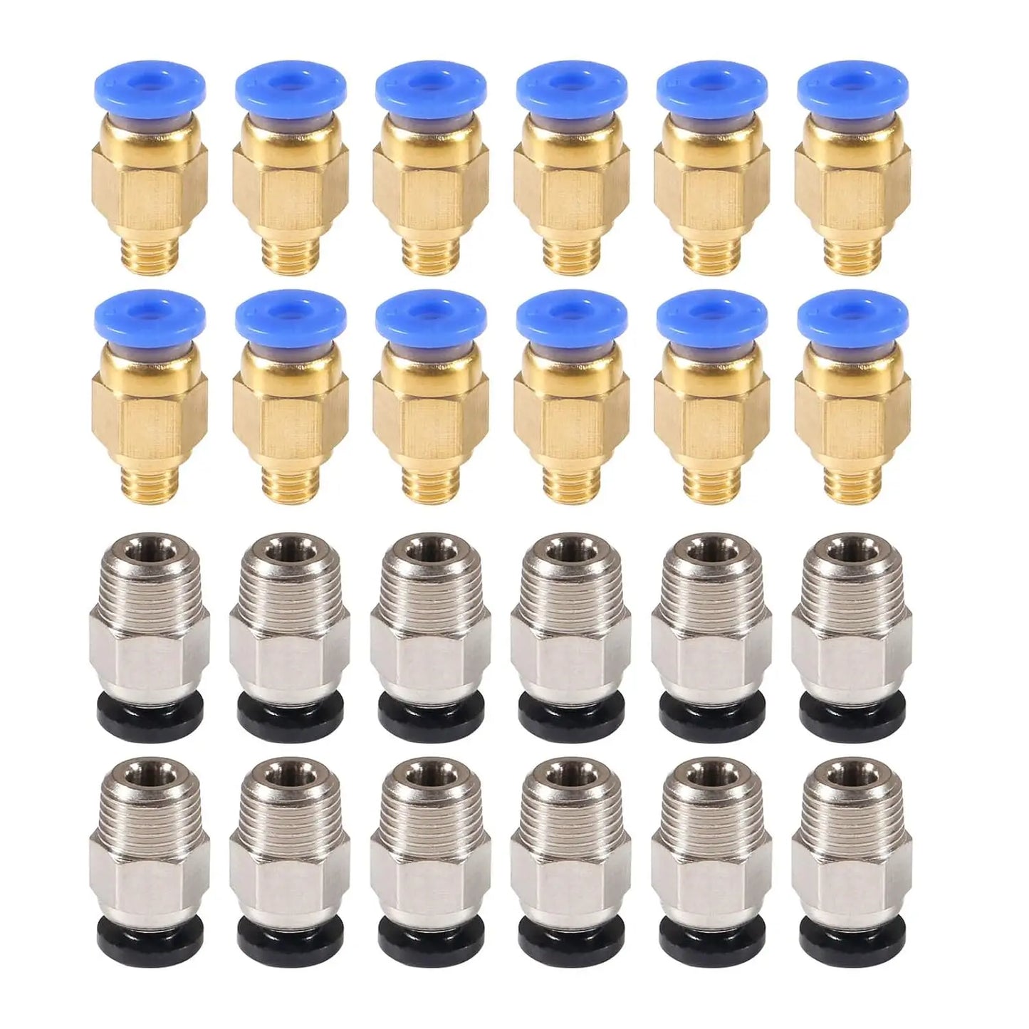 24PCS PC4-M6 Pneumatic Fitting Push to Connect + PC4-M10 Straight Quick in Fitting for 1.75mm Filament,PTFE Tube Push Fitting
