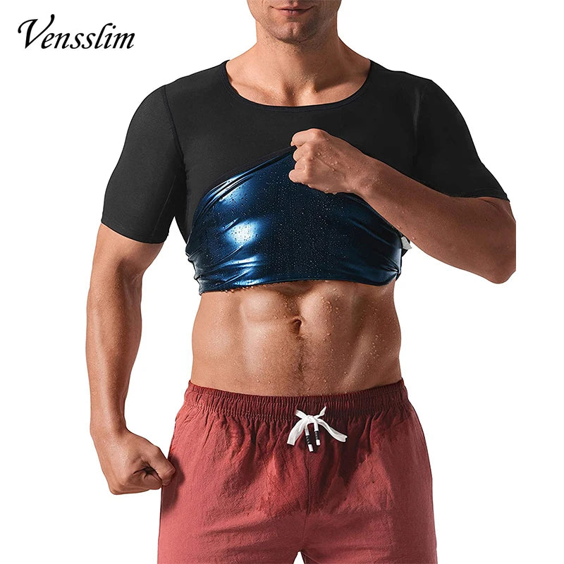 Blue Men’s Sauna Suit Heat Trapping Vest Slimming Body Shaper Waist Trainer Top