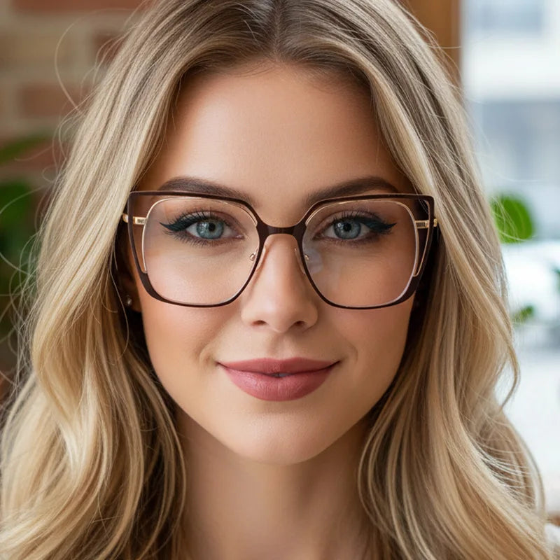 JNPCXI New Square Hollow Out Large Frame Flat Mirror 2026 New Anti Blue Light Fashion Glasses Frame
