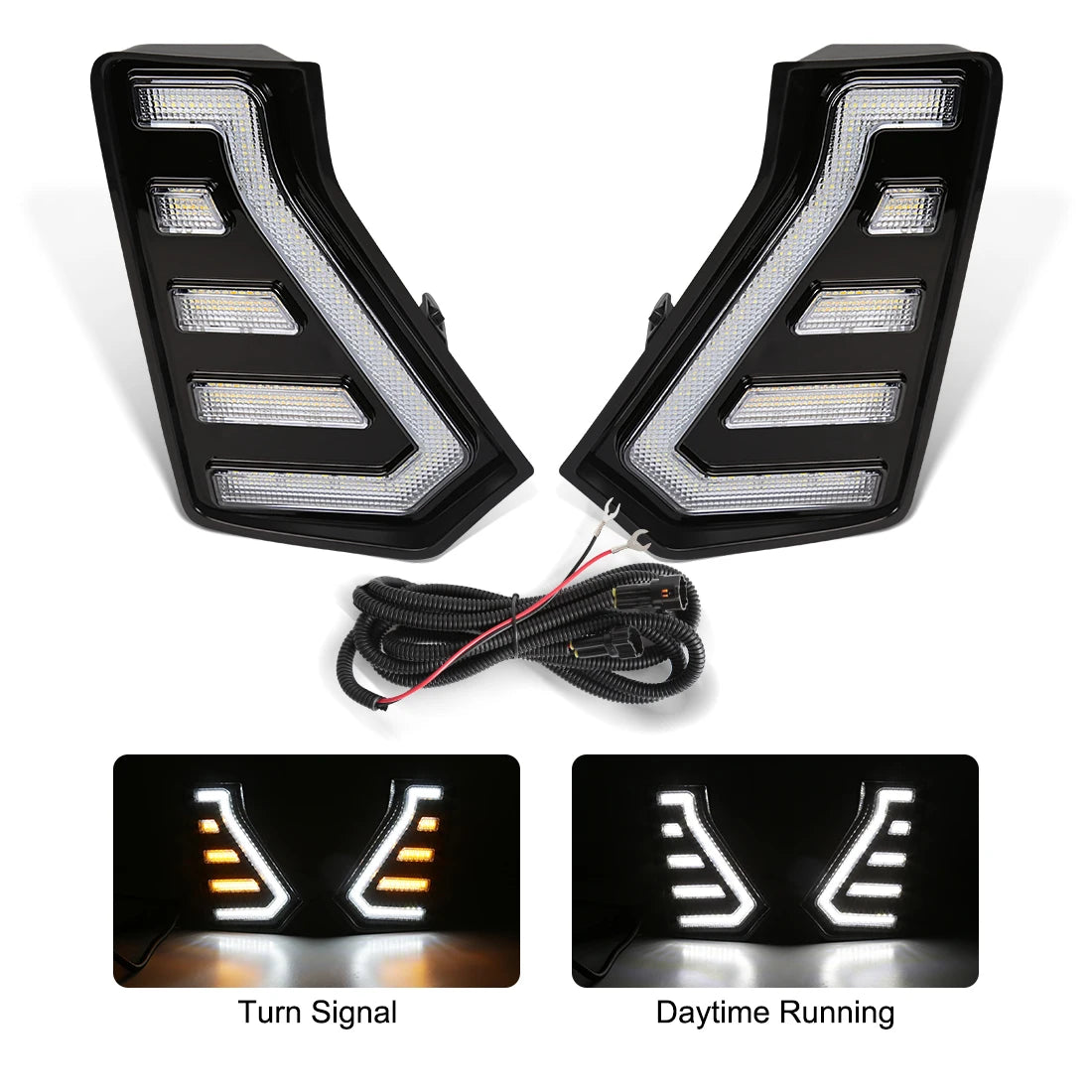 For Toyota Tacoma 2024 LED DRL Daytime Running Lights Fog Lamps Front Bumper Driving Headlights White Yellow Car Accessories 12V