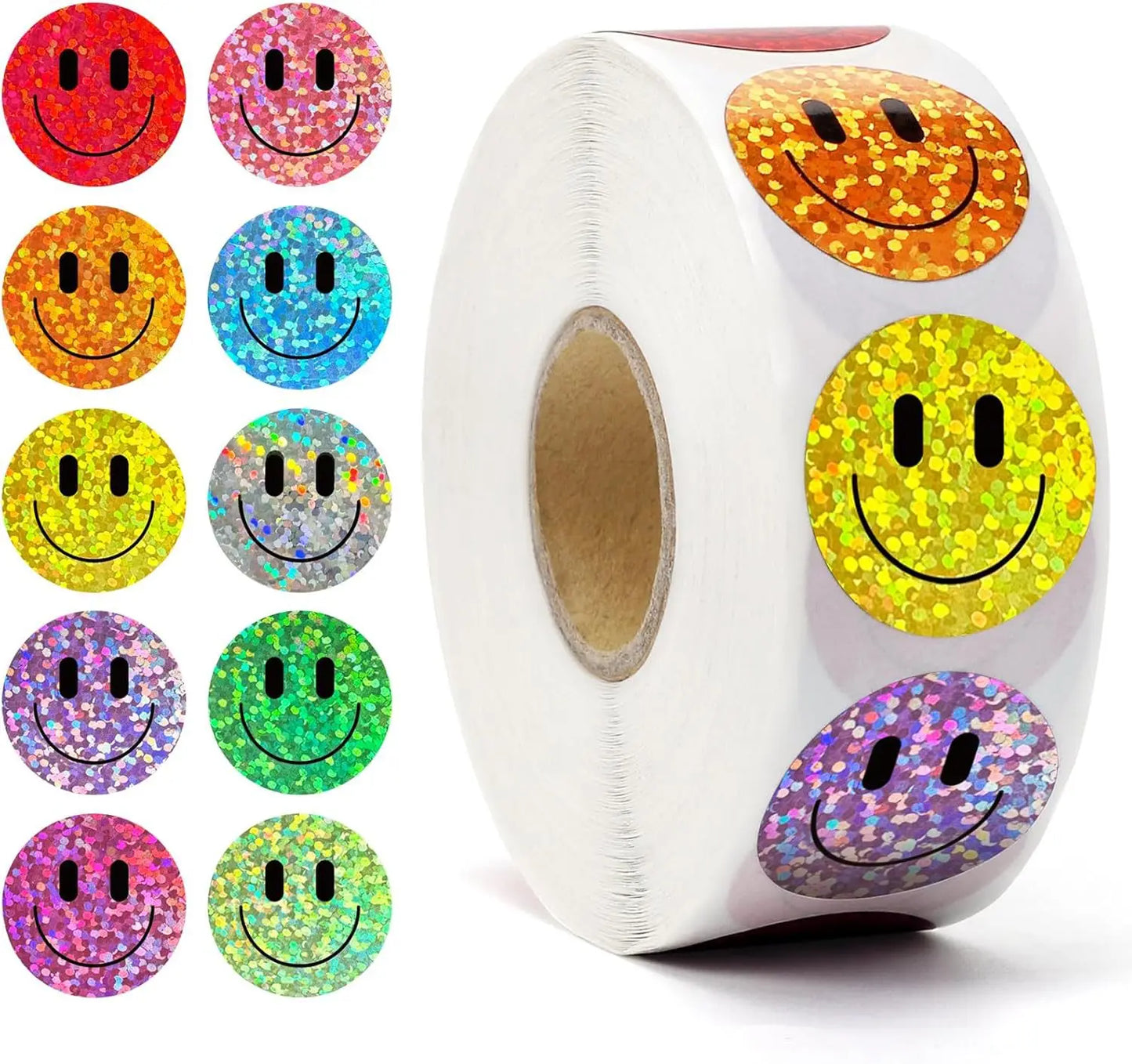 500pcs/roll Smile Face Star Stickers Thank You Stickers Photocard Decor Packaging Pack Stickers Roll Rolling Lables