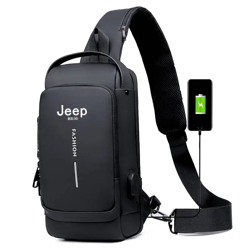 JEEP BULUO Men Chest Sling Bag Crossbody Shoulder Bag Travel Pack Anti-theft Bag