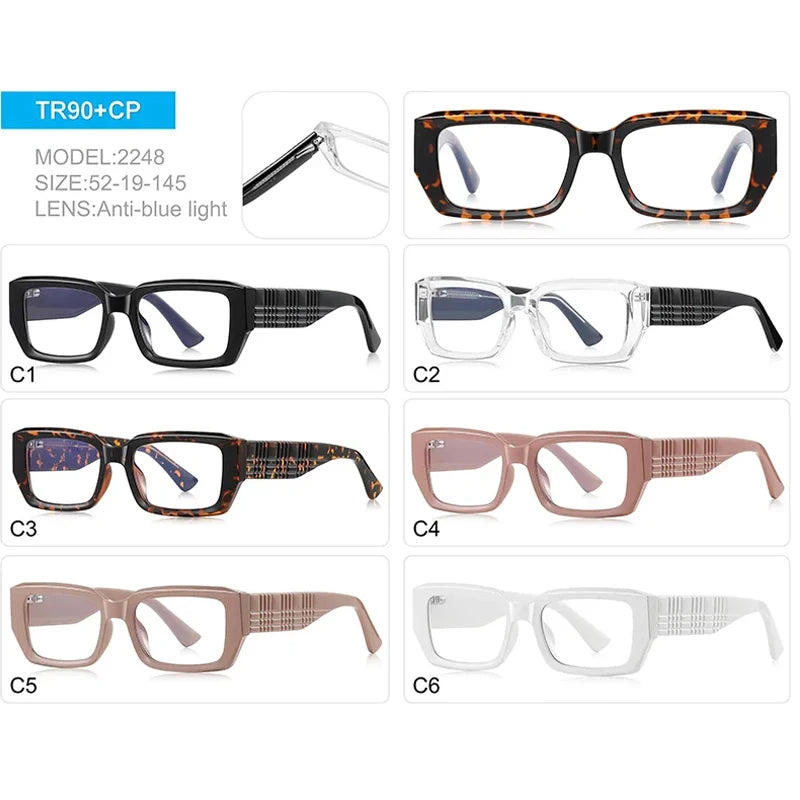 JNPCXI New Transparent Rectangle Anti Blue Light Reading Glasses Women Fashion Square Myopia Prescritption Computer Eyewear
