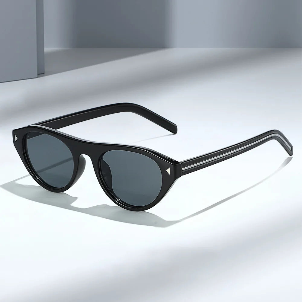 JNPCXI Vintage Cat Eye Sunglasses for Women Trendy Rivet Design Flat Top Sun Glasses Men Gafas De Sol Hombre S2611