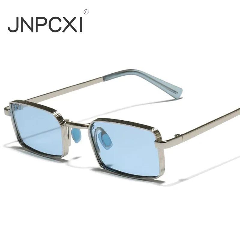 JNPCXI Ins Popular Fashion Candy Color Rectangle Sunglasses Women Retro Metal Men Outdoor Sun Glasses
