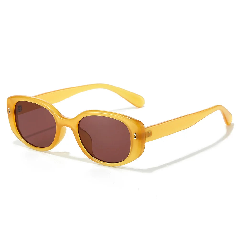 JNPCXI New Retro Small Oval Sunglasses Women Black Frame UV400 Protection Fashion Cat Eye Shades For Daily Travel