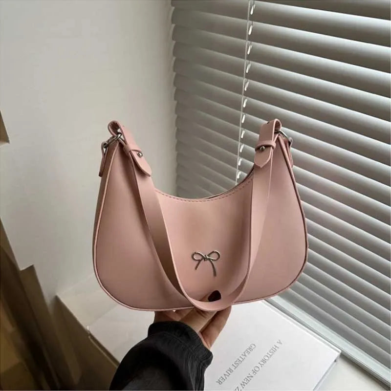 Bowknot Armpit Bag Korean Underarm Bag Luxury PU Leather Y2K Handbag Girls Shoulder Bag Clutch Purse Bolsa Feminina 2026
