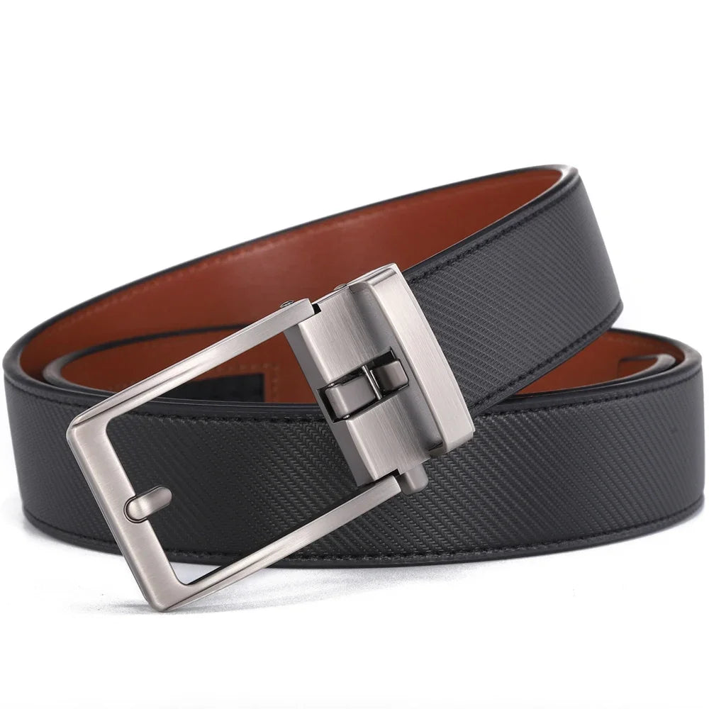 Unisex Click Belt Genuine Leather Auto Buckle Luxury Strap for Men Jeans