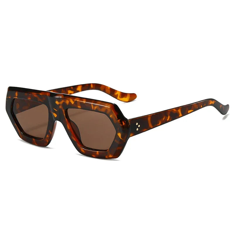 JNPCXI Fashion Square Women Gradient Sunglasses Leopard Shades Retro Men Clear Lens Glasses Frame UV400