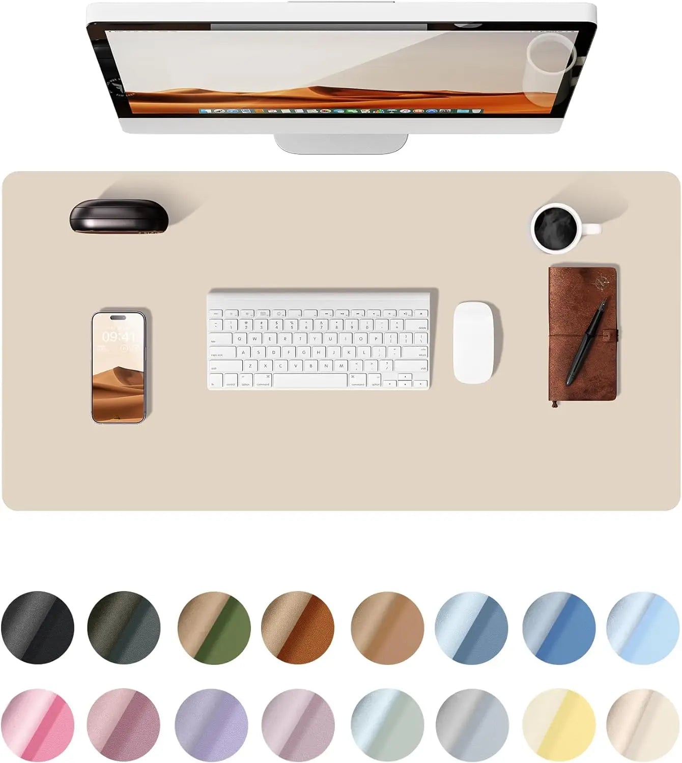 YSAGi Mouse Pad ,Leather Desk Protector, Office Mat, Large Mouse Mat, Non-Slip PU Leather Blotter, Laptop Waterproof Desk Pad