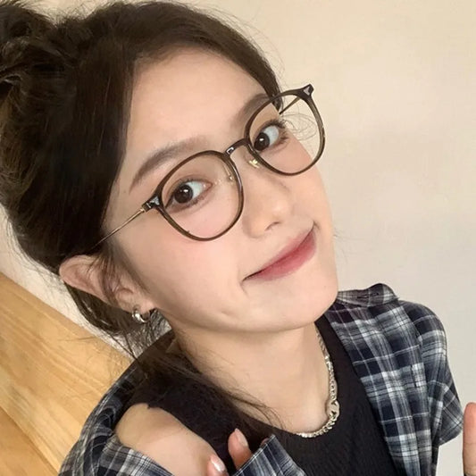 Anti-blue Light Anti-radiation Glasses Luxury Frame Glasses Female Korean Version Big Face Round Face Plain Net Red Glasses Flat