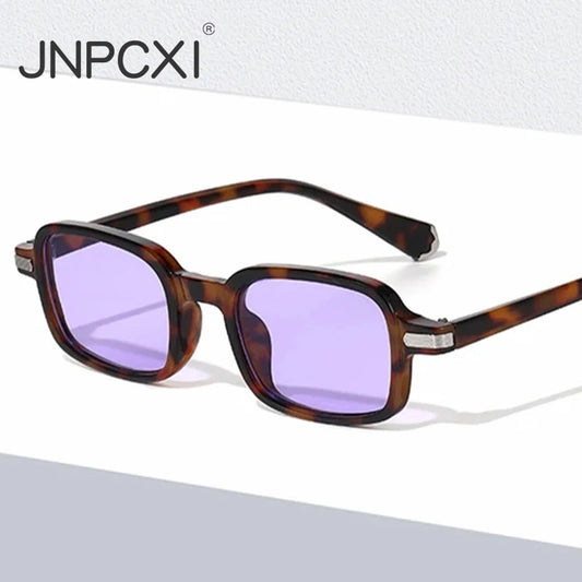 JNPCXI New Retro Rectangle Women Sunglasses Fashion Clear Ocean Gradient Lens Shades UV400 Men Trending Rivets Sun Glasses