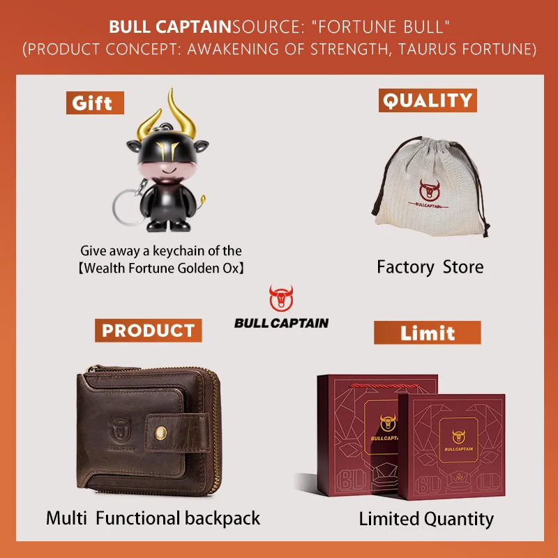 BULLCAPTAIN Brand Men's Wallet Genuine Leather Purse Male Rfid Wallet Multifunction Storage Bag Coin Purse Wallet's Card Bags