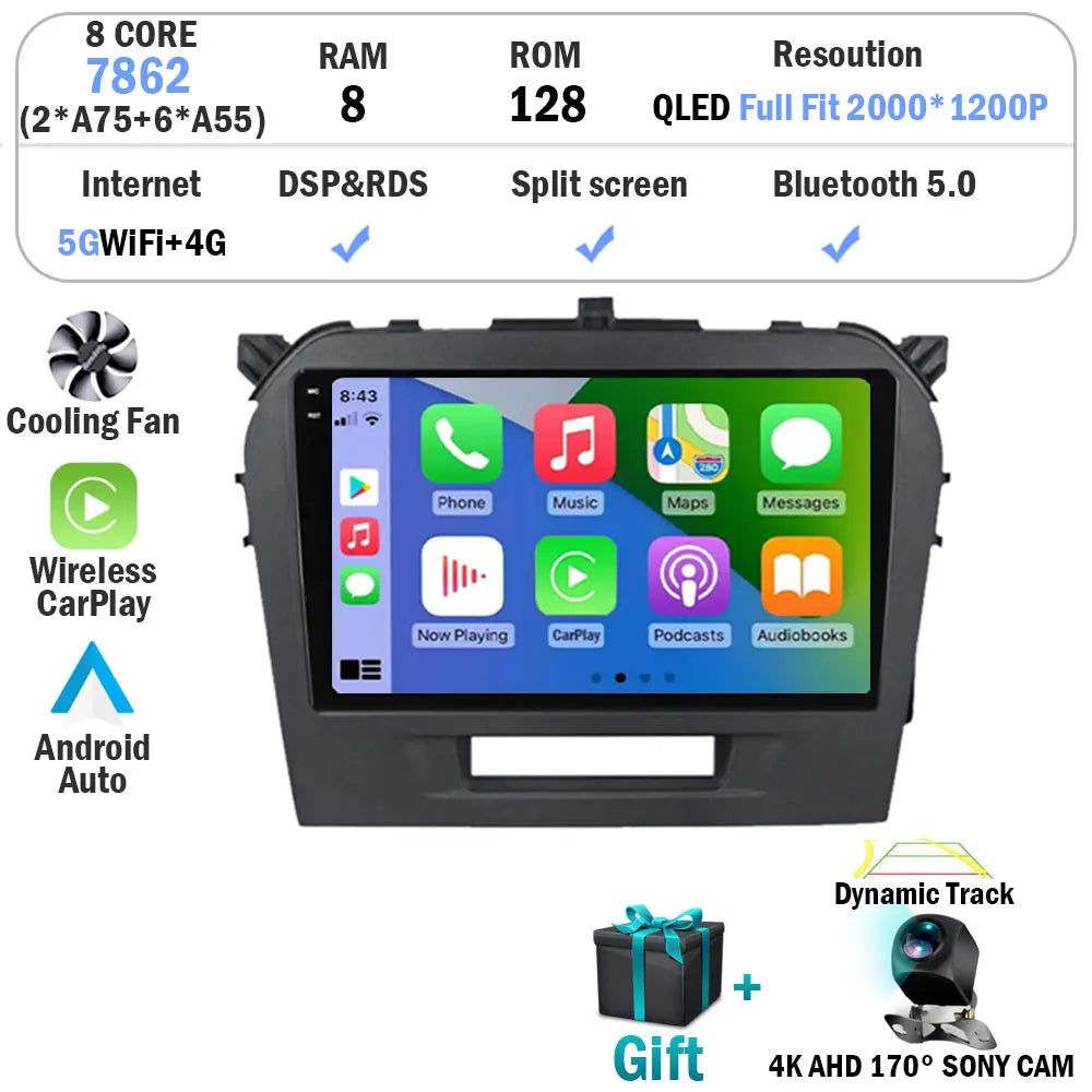 Android 16 Auto Carplay Stereo For Suzuki Vitara 2015 2016 2017 2018 2019 Car Radio Multimedia Video Player Navigation Gps WIFI